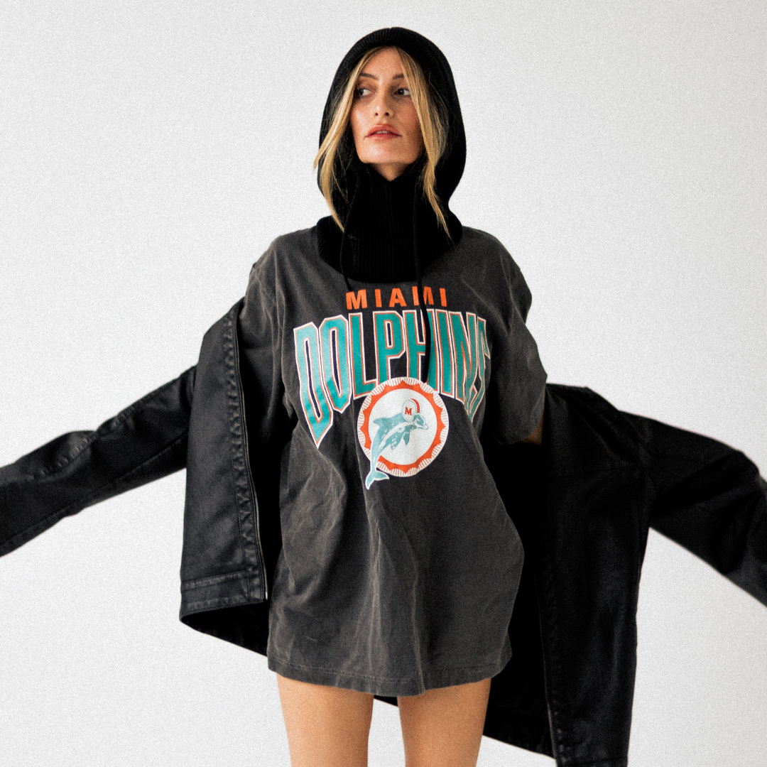 MIAMI DOLPHINS VINTAGE STYLE T-SHIRT — SHADOW