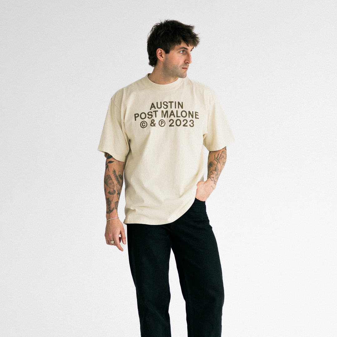 AUSTIN POST MALONE 2023 TOUR VINTAGE STYLE T-SHIRT - CREAM