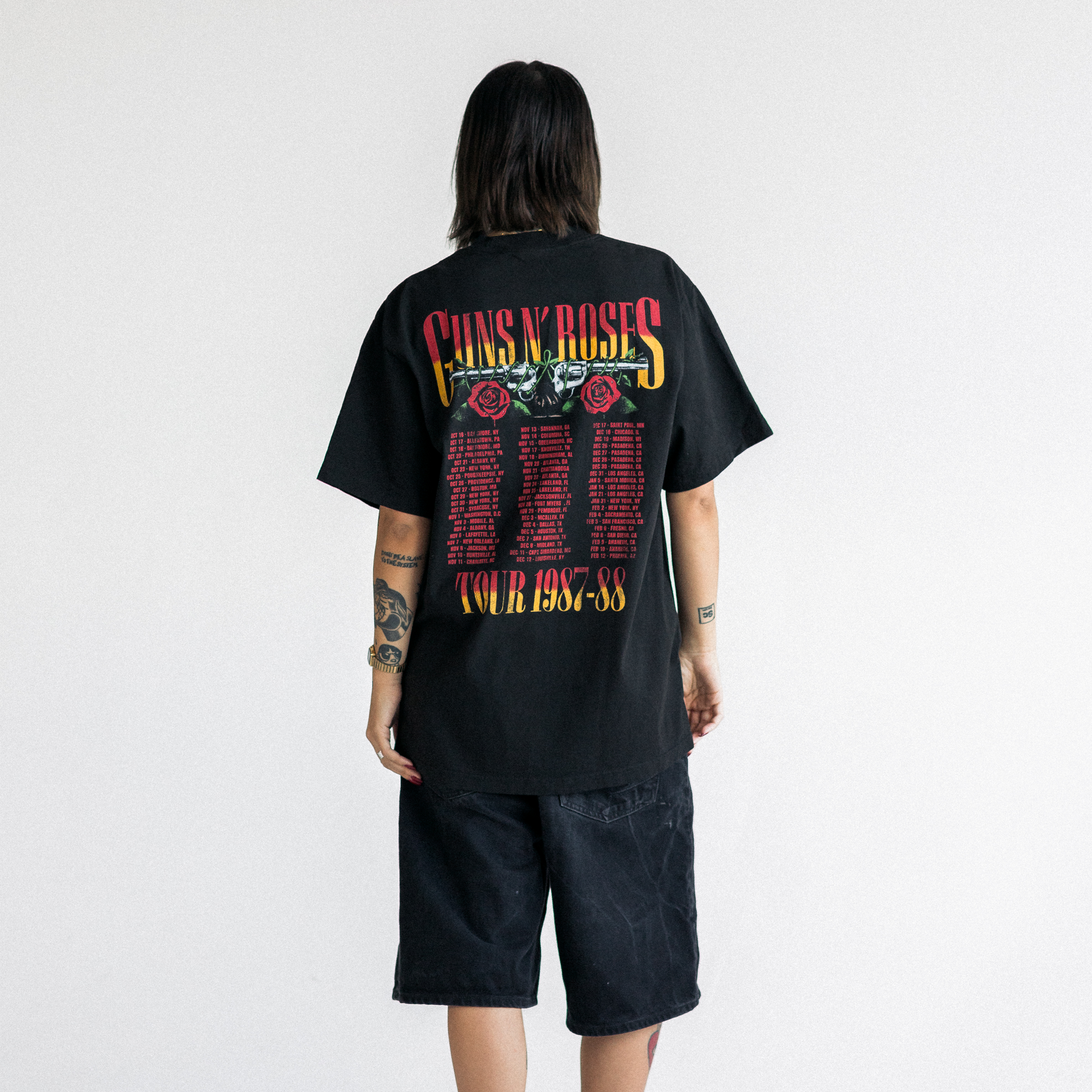 GUNS N’ ROSES 1987-88 TOUR VINTAGE STYLE T-SHIRT - BLACK