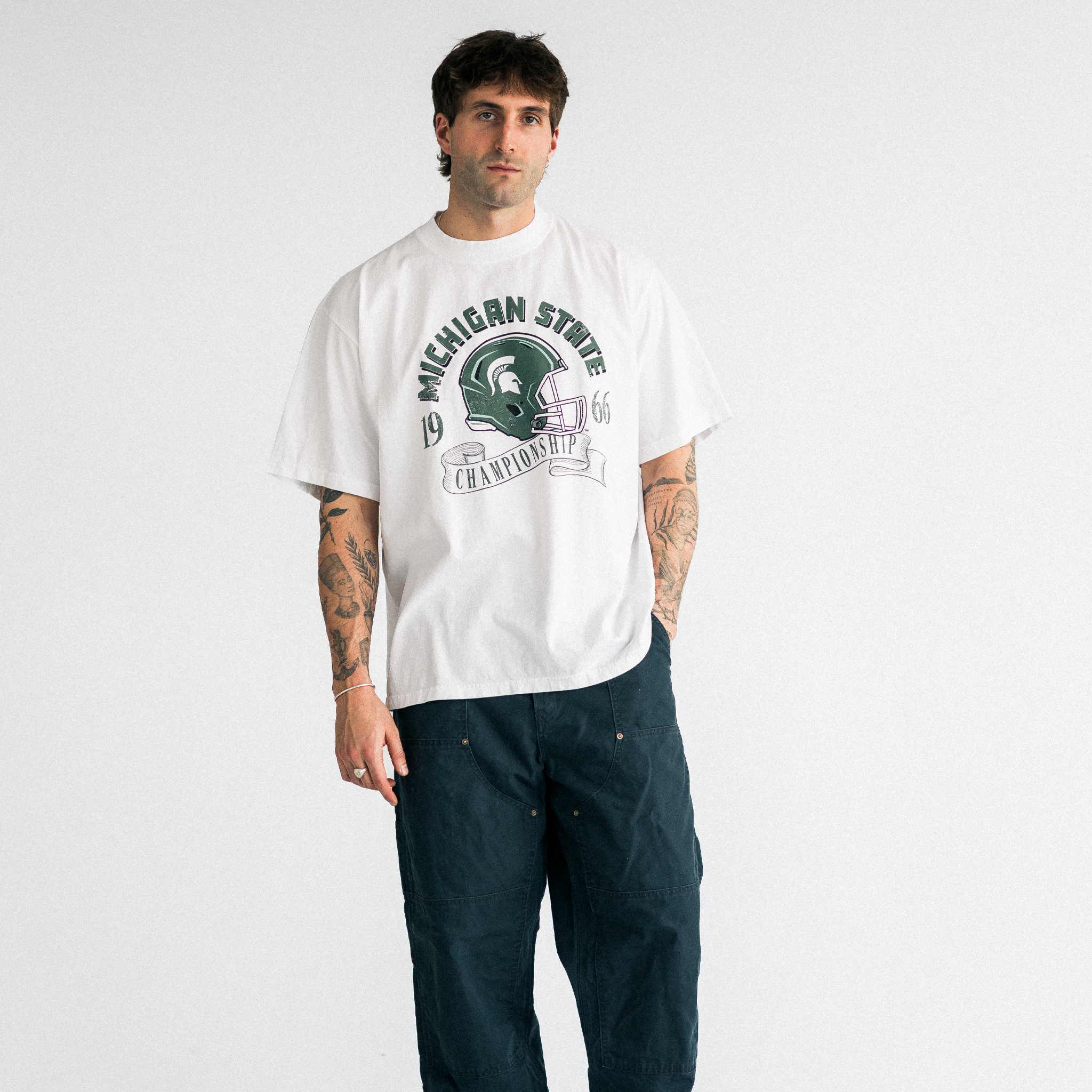 MICHIGAN STATE 1966 VINTAGE STYLE T-SHIRT - WHITE