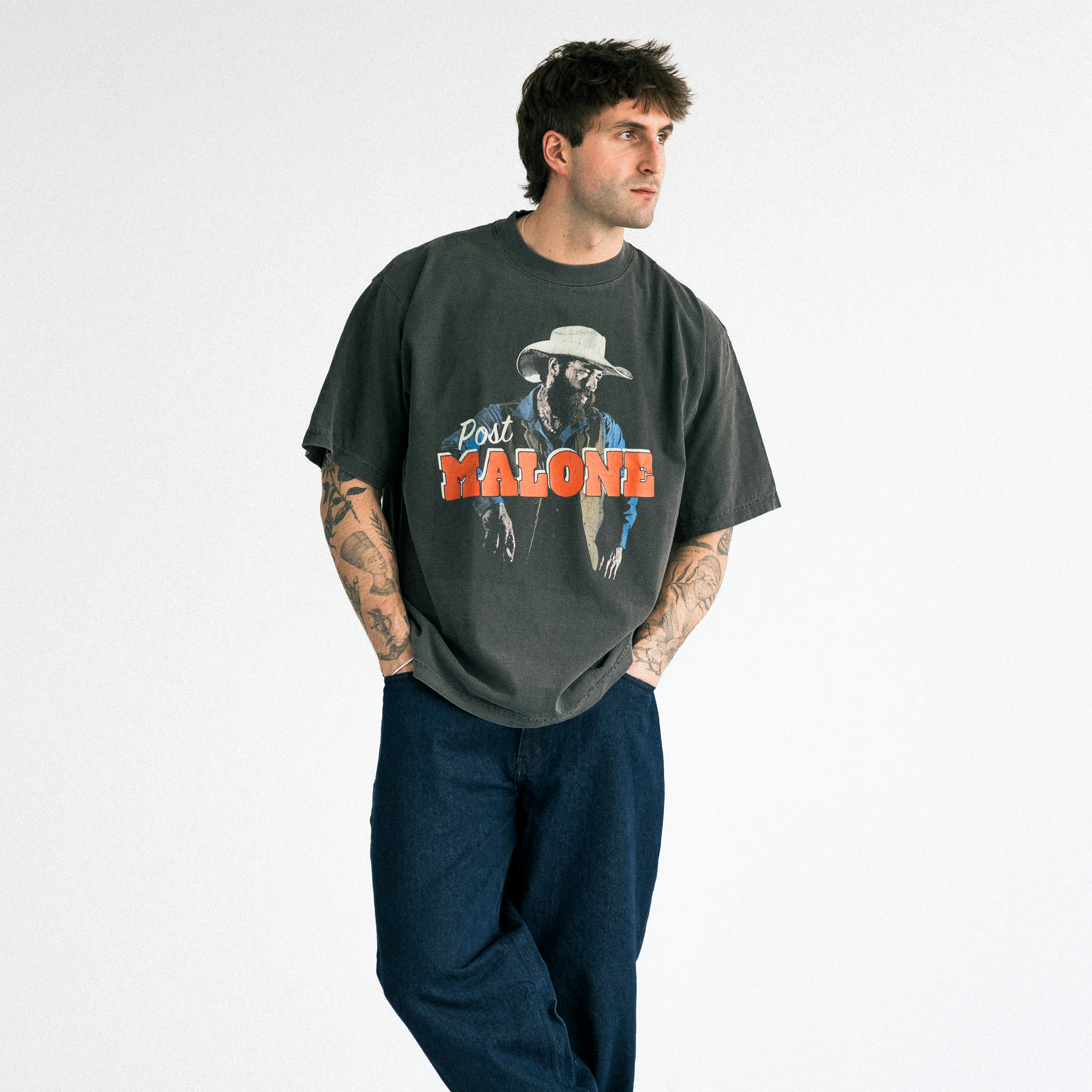 POST MALONE VINTAGE STYLE T-SHIRT - SHADOW