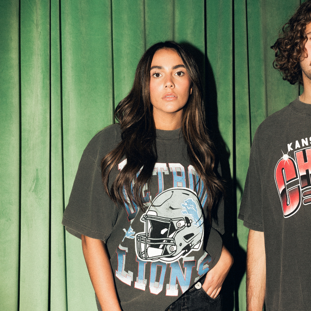 DETROIT LIONS VINTAGE STYLE T-SHIRT — SHADOW